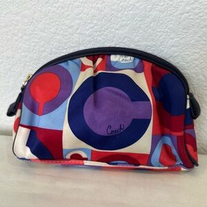 Coach Red and Blue Patterned Cosmetic Bag